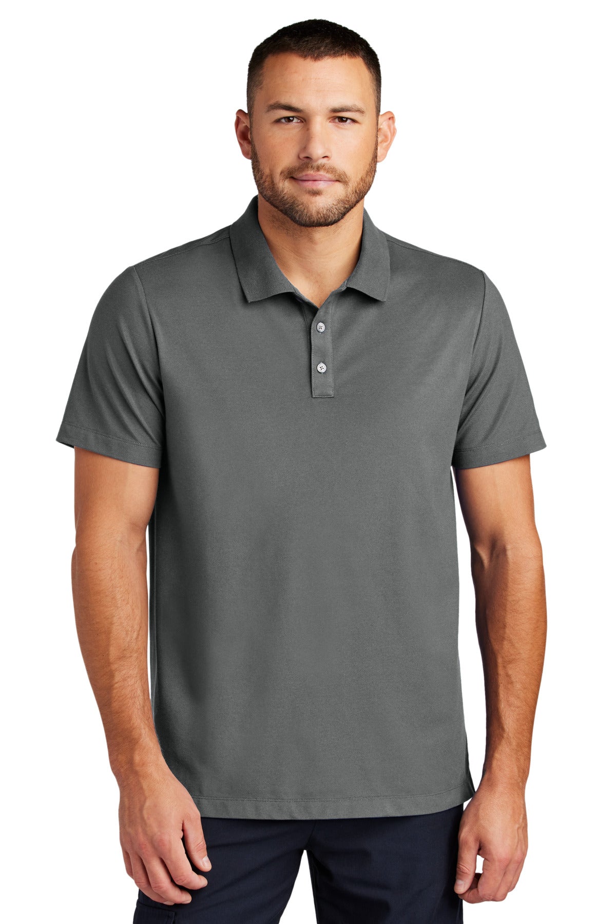 Front View of StormGrey Mercer+Mettle Stretch Pique Polo MM1004