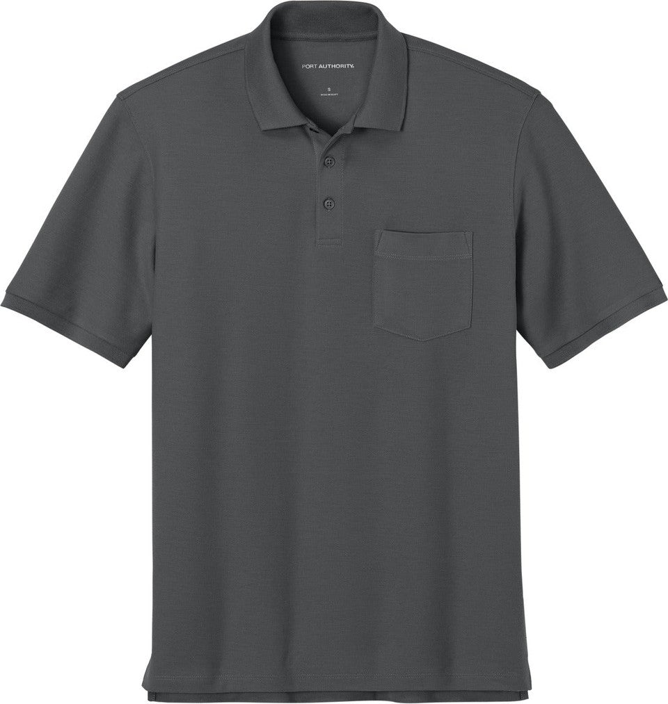 Front View of StormGrey Port Authority Tall Wearever Signature Pique Pocket Polo TLK200P