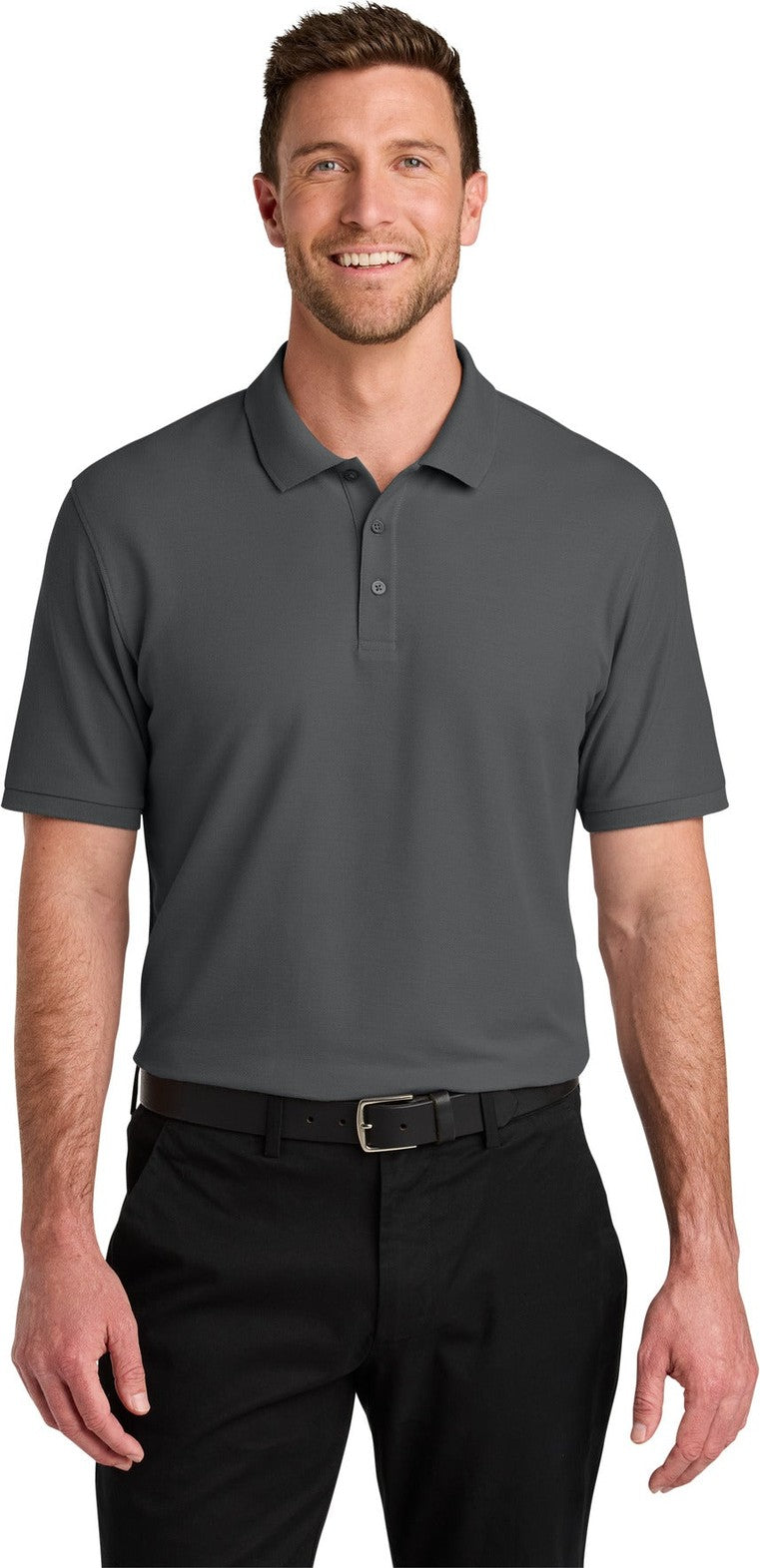 Front View of StormGrey Port Authority Tall Wearever Signature Pique Polo TLK200