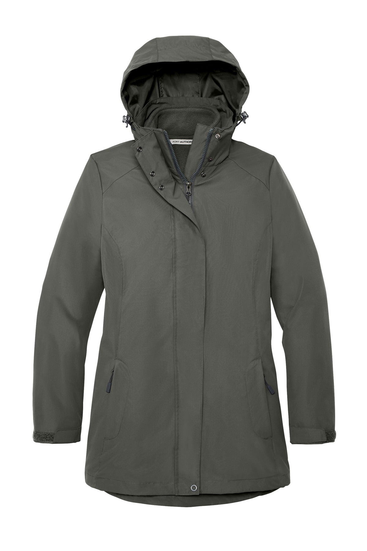 Front View of StormGrey Port Authority Women's All-Weather 3-in-1 Jacket L123