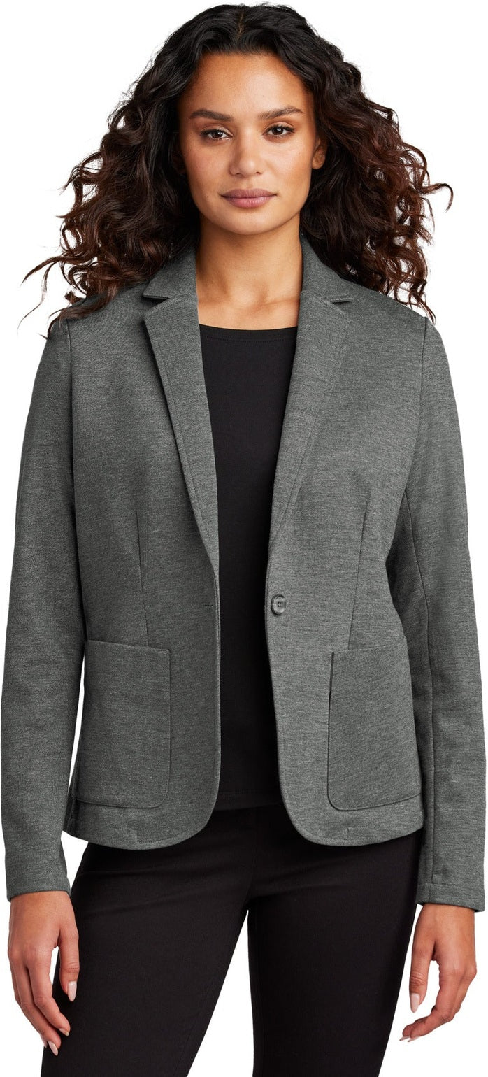 Front View of StrmGryHtr Mercer+Mettle Women's Relaxed Knit Blazer MM3031