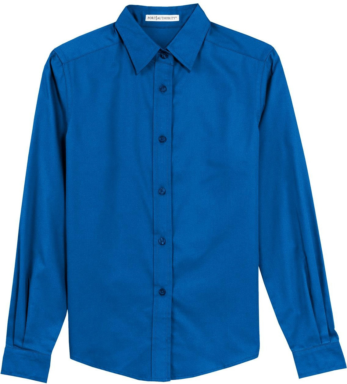 Front View of Strong Blue Port Authority Women's Long Sleeve Easy Care Shirt. L608