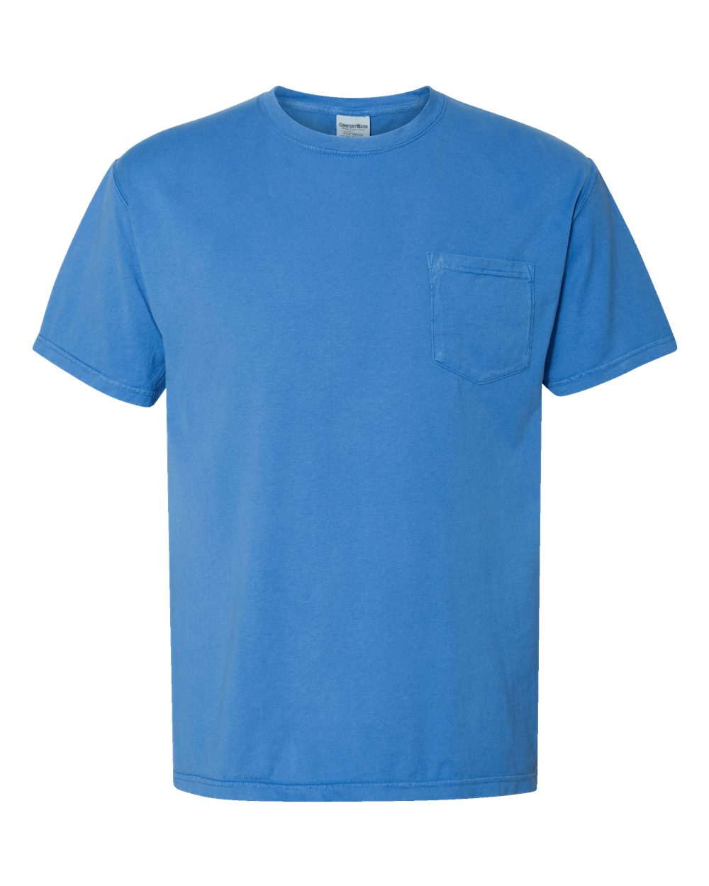 Front View of Summer Sky Blue Garment-Dyed Pocket T-Shirt - GDH150