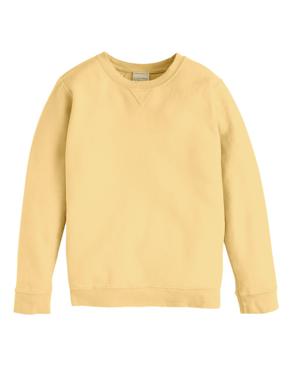 Front View of Summer Squash Yellow Garment-Dyed Youth Crewneck Sweatshirt - GDH475
