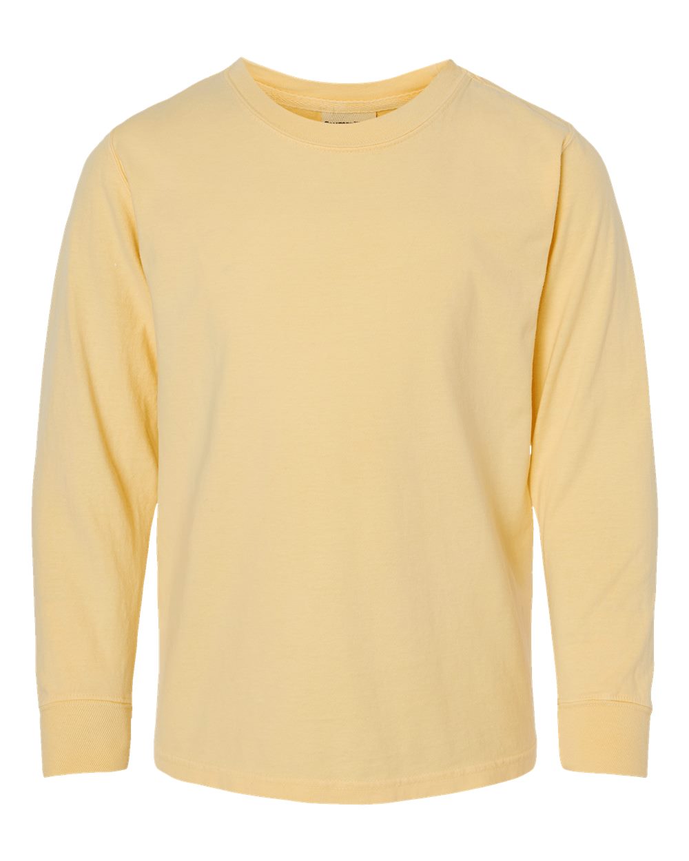 Front View of Summer Squash Yellow Garment-Dyed Youth Long Sleeve T-Shirt - GDH275