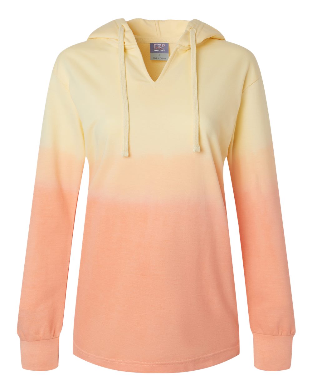 Front View of Sunray/ Creamsicle Women's French Terry Ombré Hooded Sweatshirt - W20185