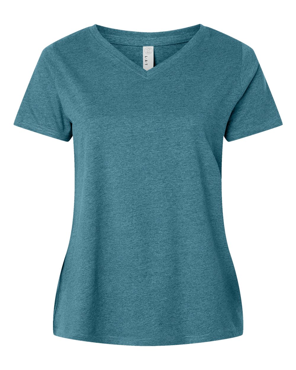 Front View of Surf Blackout Curvy Collection Women's Fine Jersey V-Neck Tee - 3817