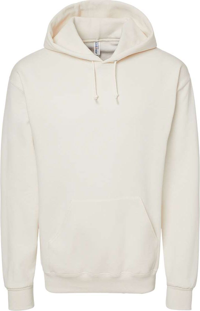 Front View of Sweet Cream Heather NuBlend® Hooded Sweatshirt - 996MR