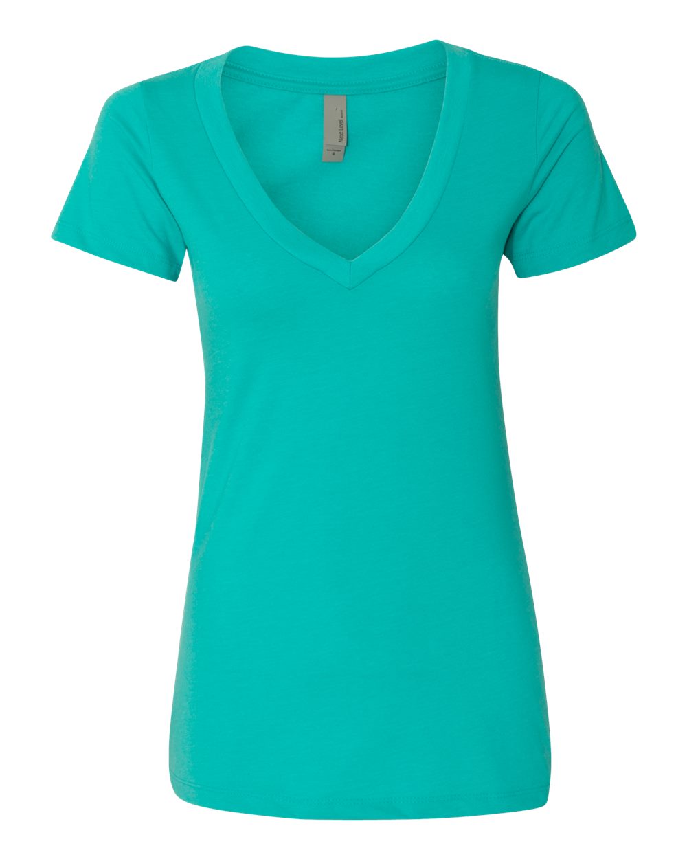 Front View of Tahiti Blue Women’s CVC Deep V-Neck T-Shirt - 6640