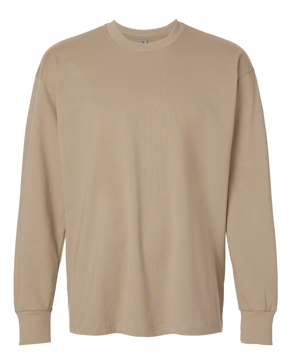 Front View of Tan Heavyweight Long Sleeve T-Shirt - 7211