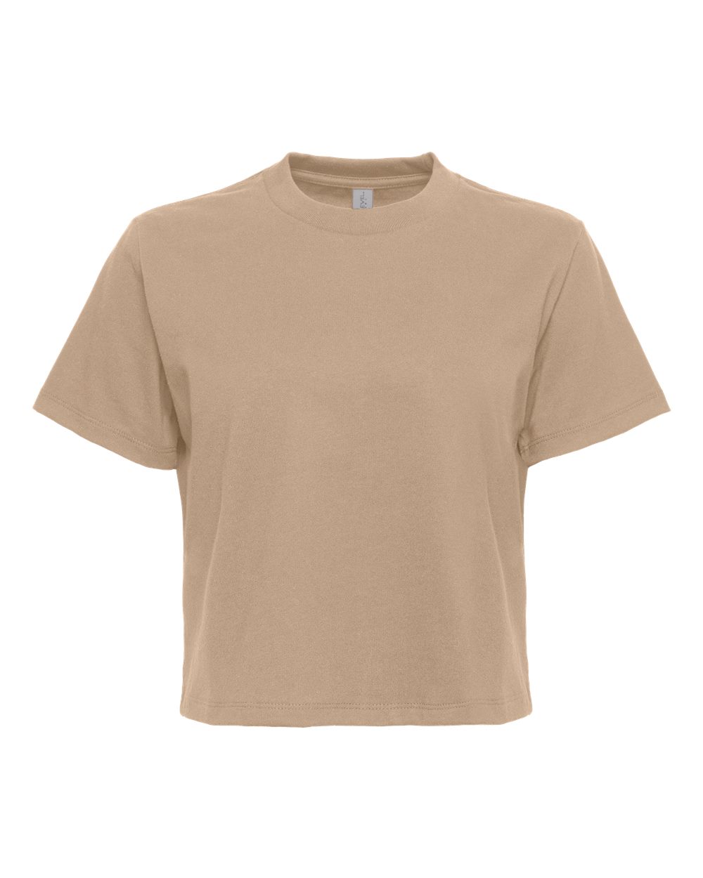 Front View of Tan Women's Heavyweight Boxy T-Shirt - 7610