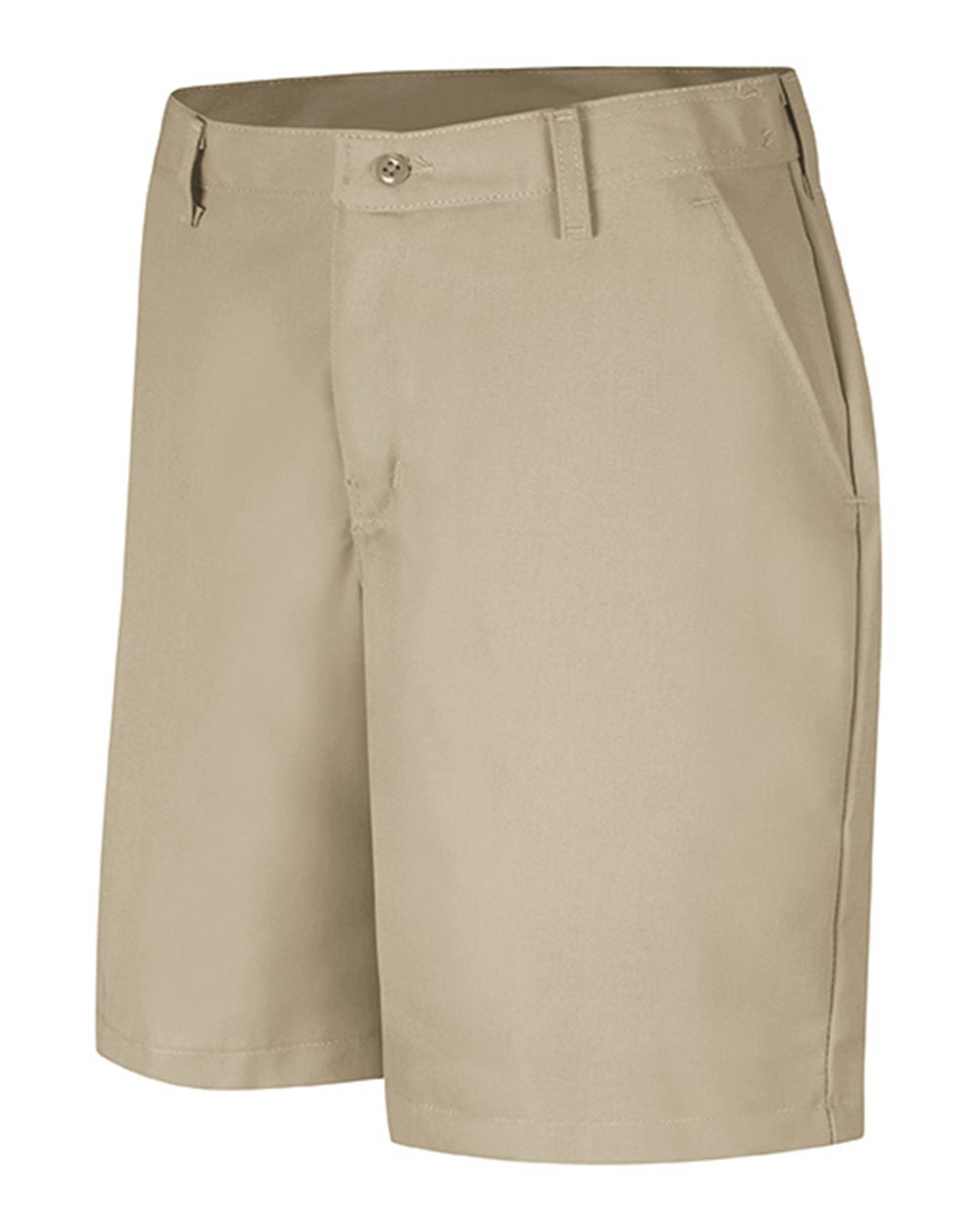 Front View of Tan Women's Plain Front Shorts, 8 Inch Inseam - PT27