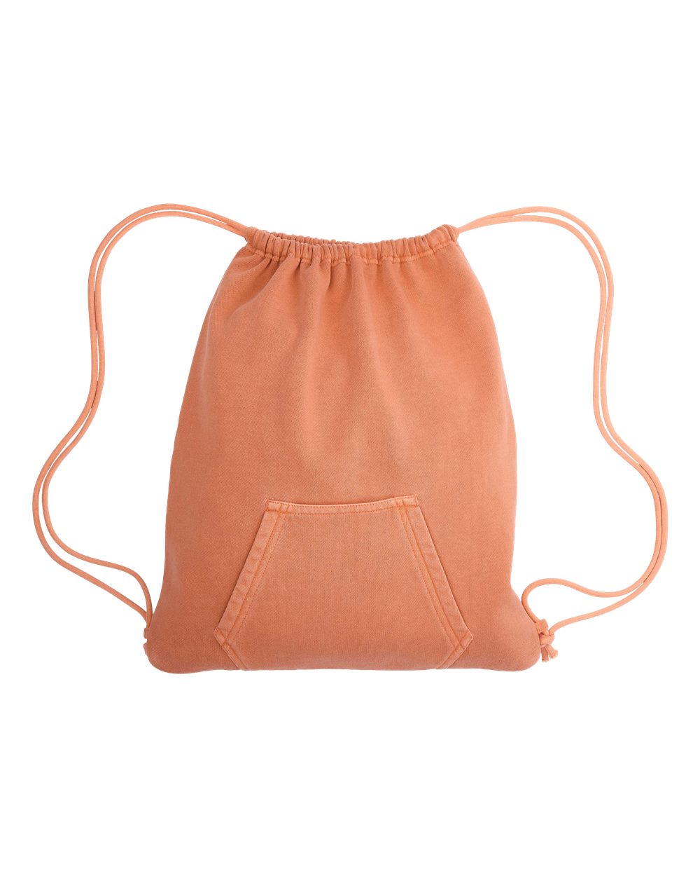 Front View of Tangy Tangerine Coastal Color™ Drawstring Bag - 25500