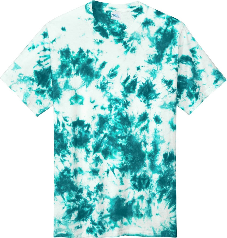 Front View of Teal Port & Co Crystal Tie-Dye Tee PC145