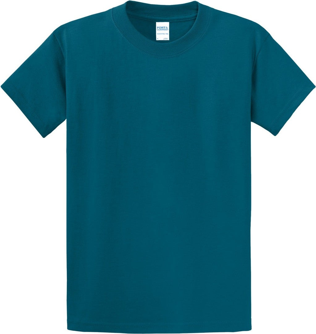 Front View of Teal Port & Co Essential Tee. PC61