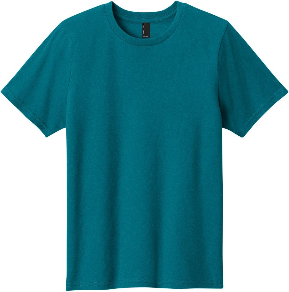 Front View of Teal Port & Co Youth Easy Cotton Tee PC43Y