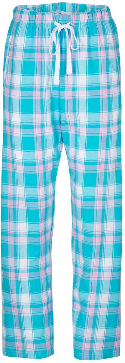 Front View of Teal Sophia Plaid Women's Haley Flannel Pants - BW6620