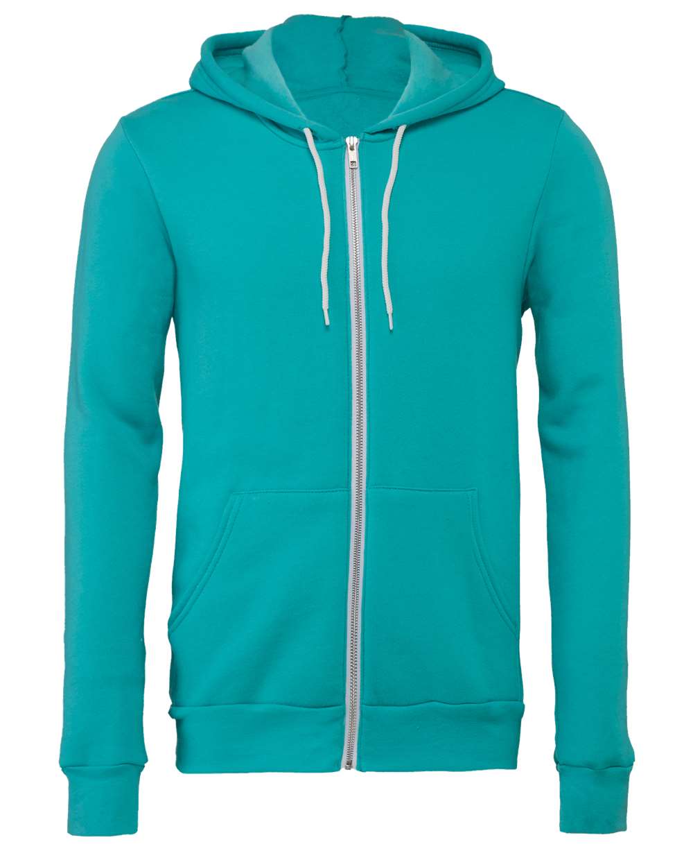 Front View of Teal Sponge Fleece Full-Zip Hoodie - 3739