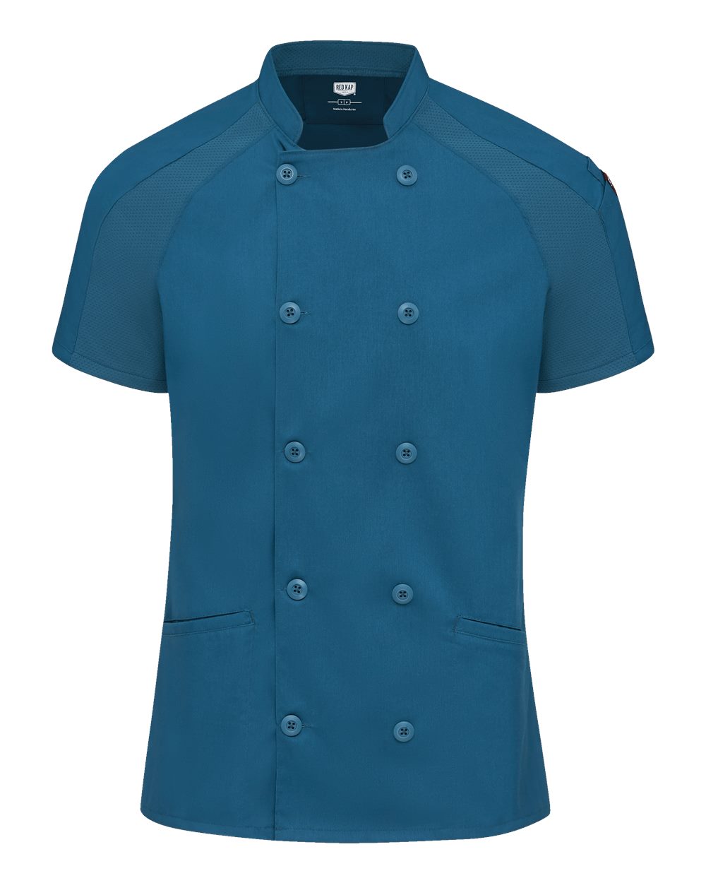 Front View of Teal/ Teal Mesh Women's Airflow Raglan Chef Coat - 051W