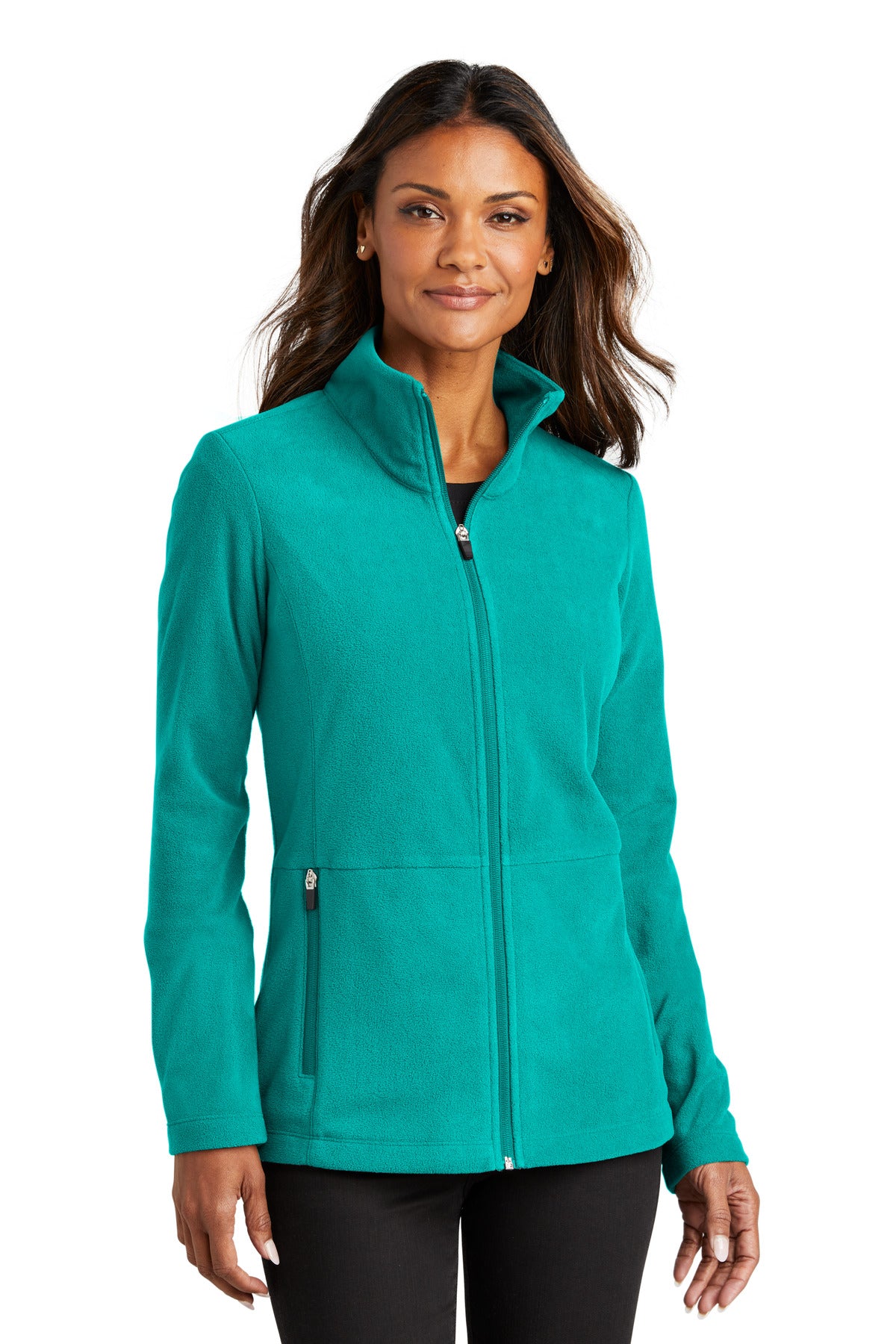 Front View of TealBlue Port Authority Women's Accord Microfleece Jacket L151