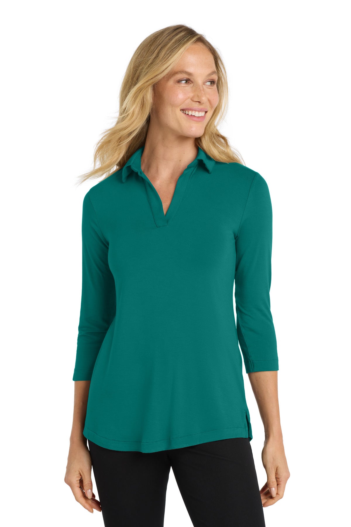 Front View of TealGreen Port Authority Women's Luxe Knit Tunic. LK5601
