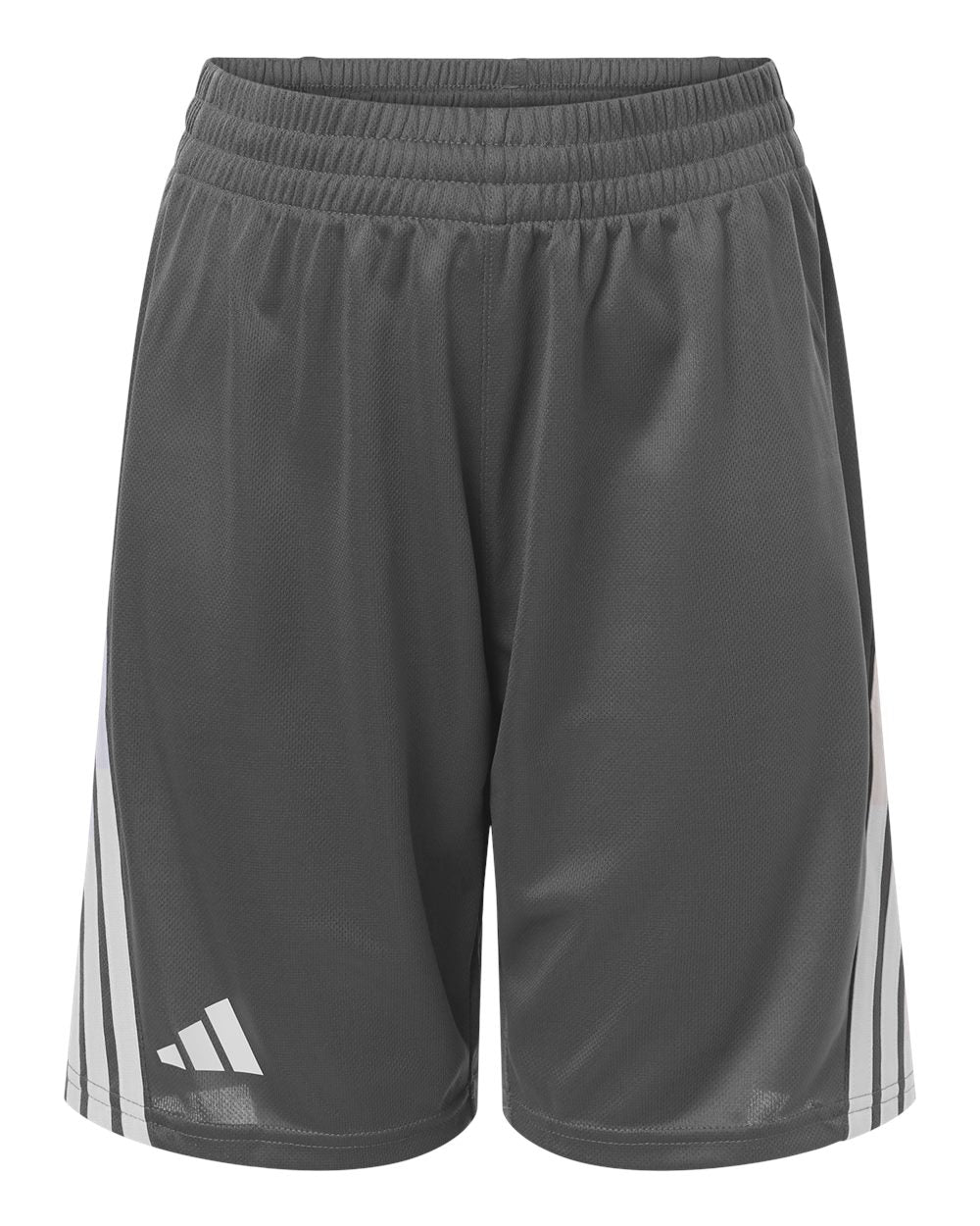 Front View of Team Grey Four/ White Youth 3-Stripes 3" Shorts - AT302 plain