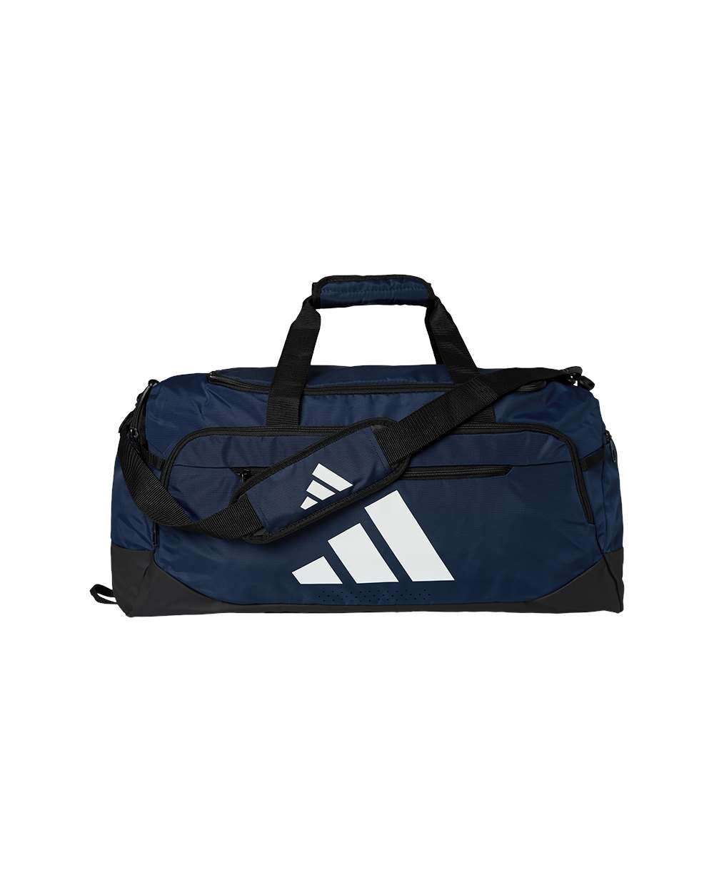 Front View of Team Navy Blue Defender 5 Medium Duffel - AB602