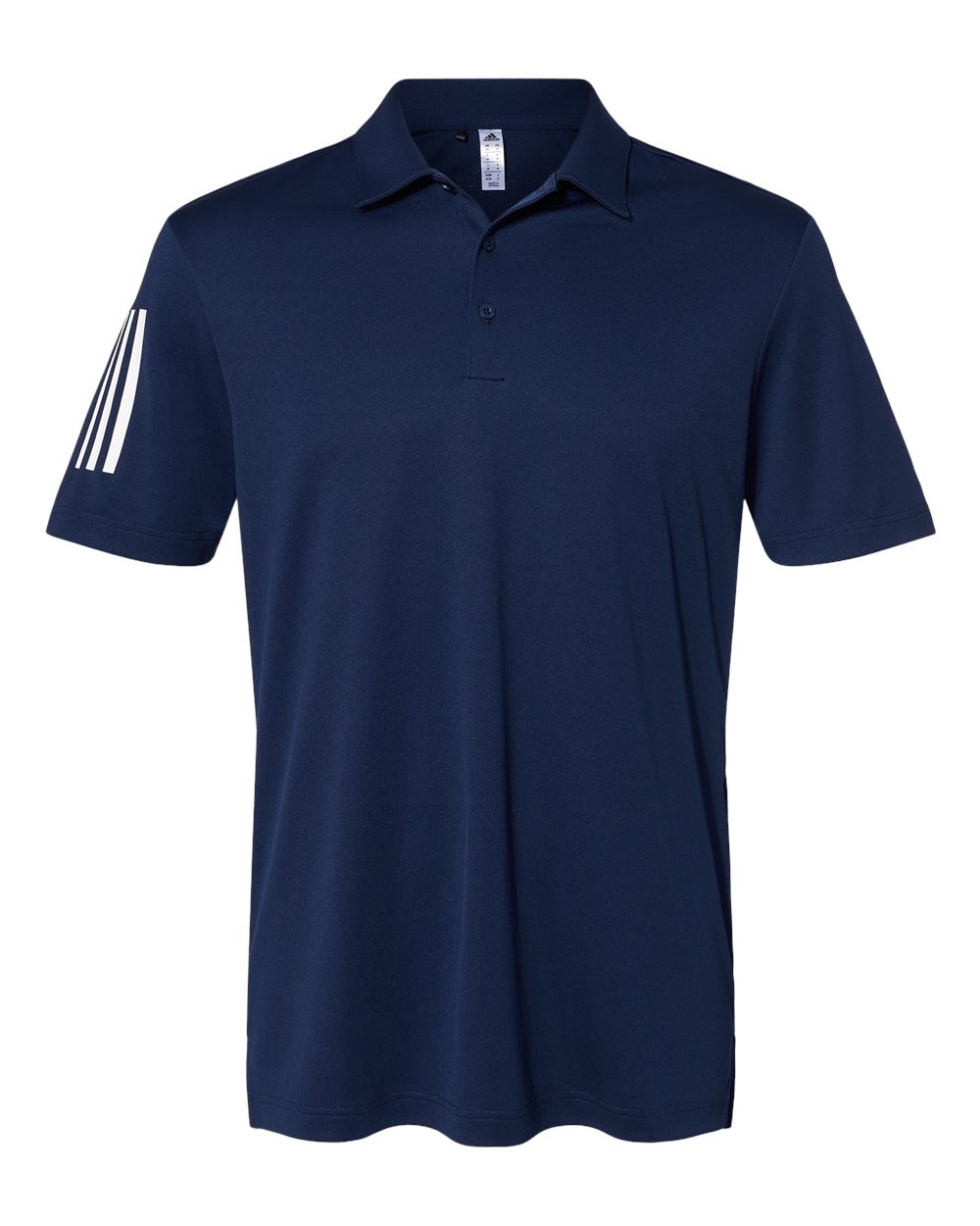 Front View of Team Navy Blue/ White Floating 3-Stripes Polo - A480