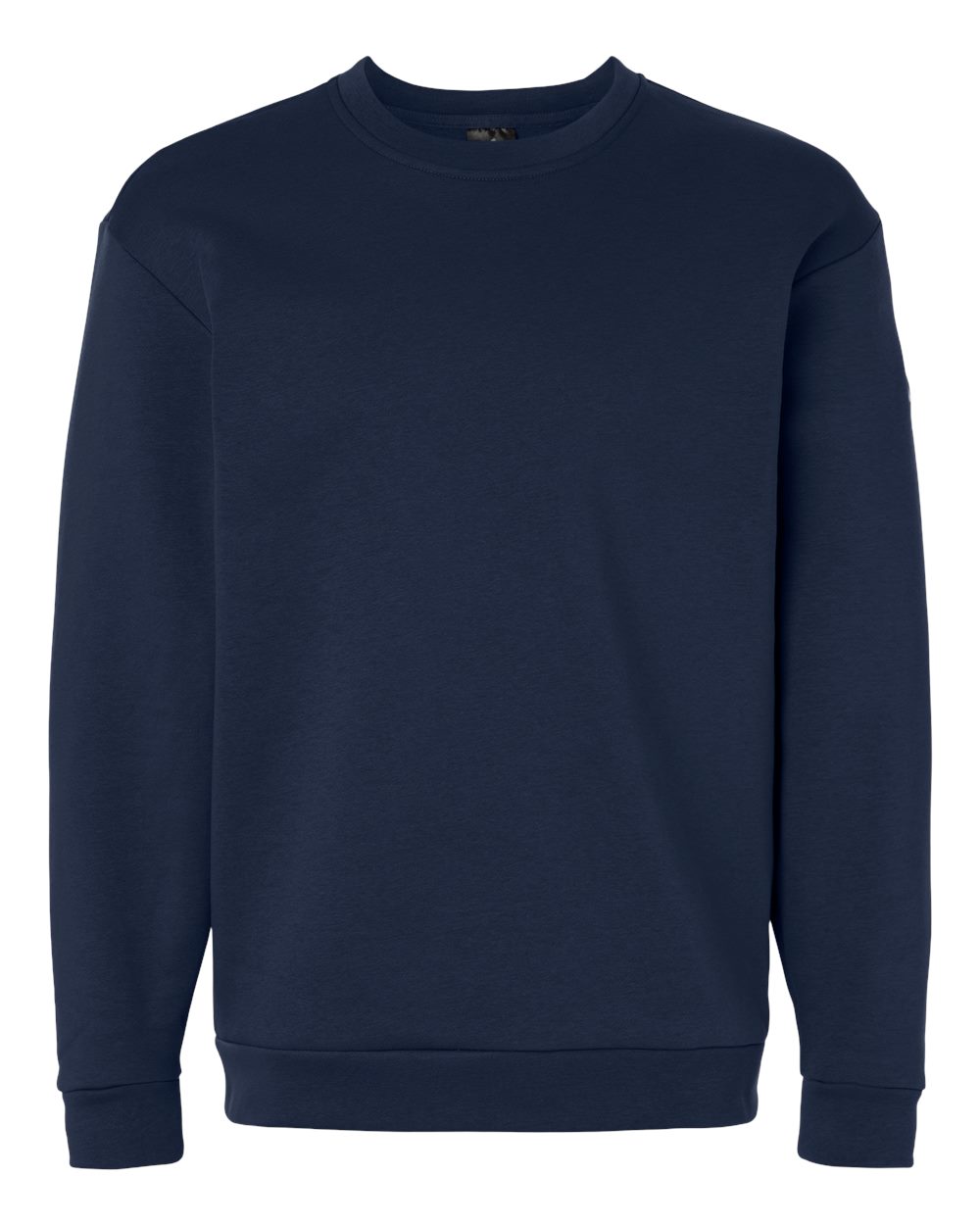 Front View of Team Navy Blue/ White Men's Fleece Crewneck Sweatshirt - AT200 plain