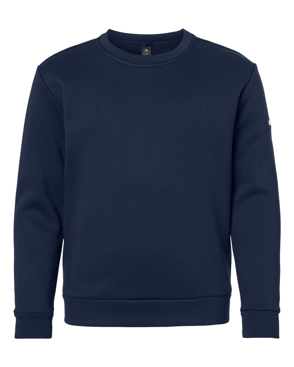 Front View of Team Navy Blue/ White Youth Fleece Crewneck Sweatshirt - AT202 plain