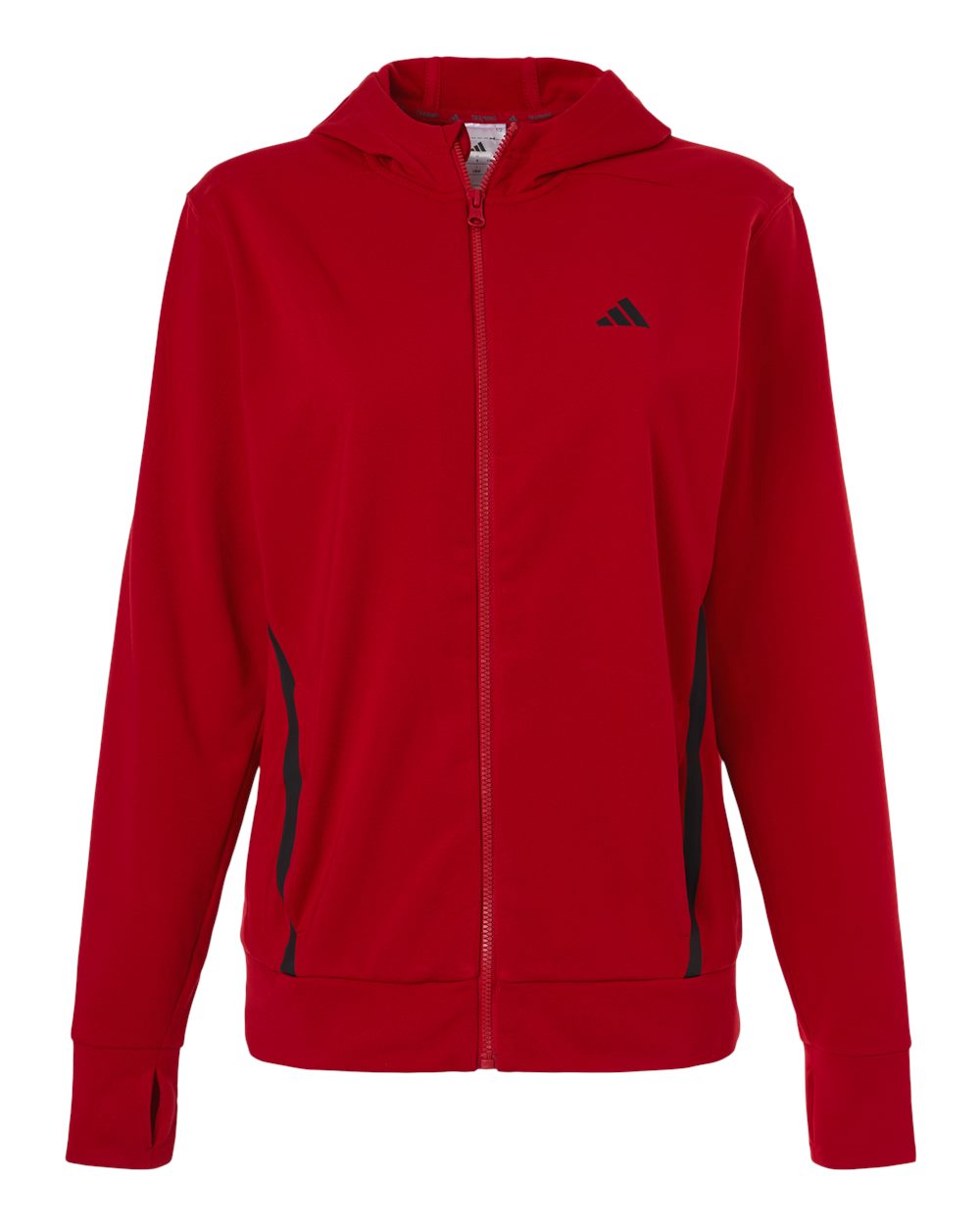 Front View of Team Power Red/ Black Women's Game & Go Fleece Full-Zip Hooded Sweatshirt - AT209 plain