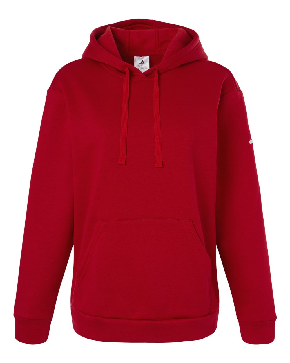 Front View of Team Power Red/ White Women's Fleece Hooded Sweatshirt - AT204 plain