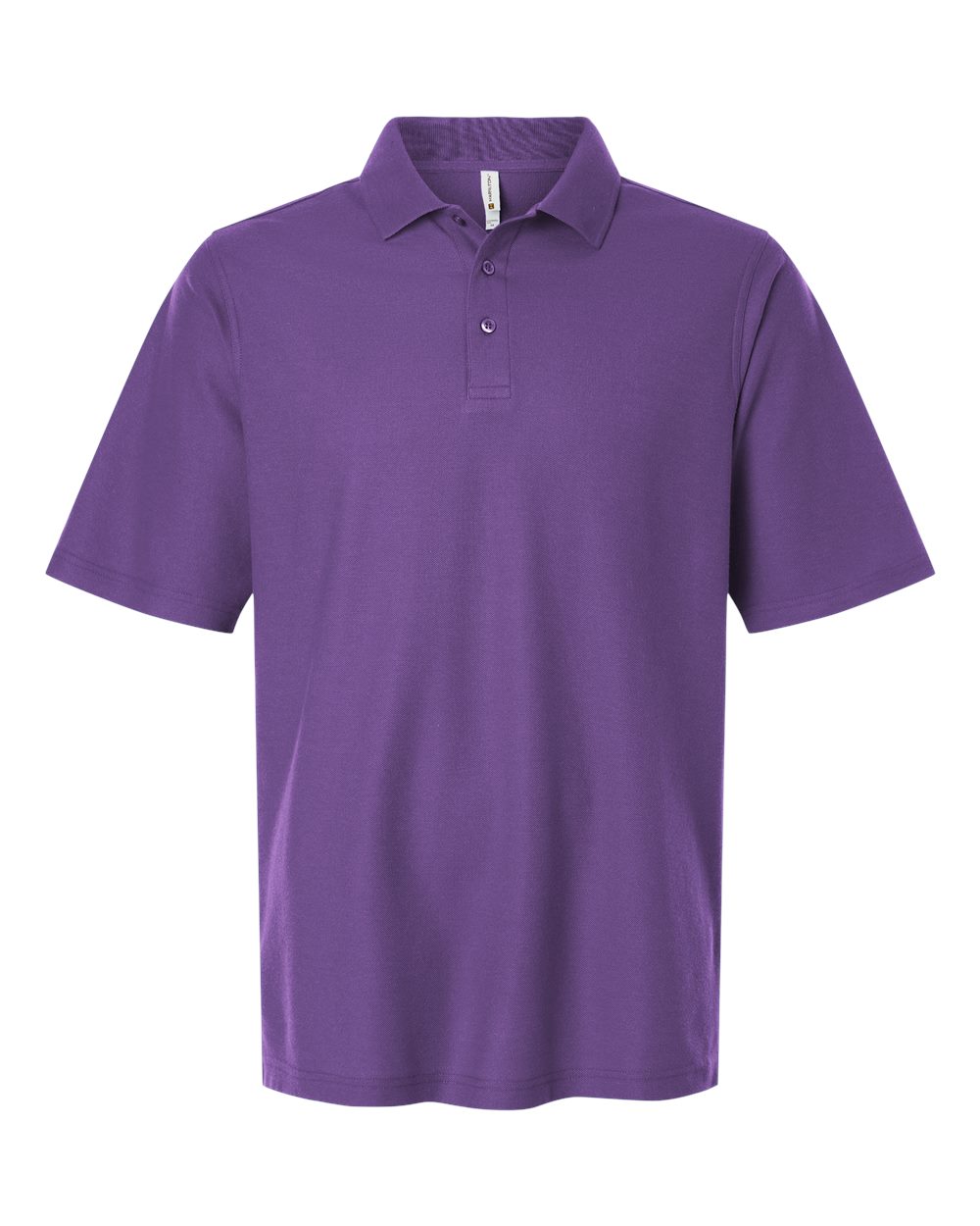 Front View of Team Purple Men's Maverick CVC Pique Polo - M105