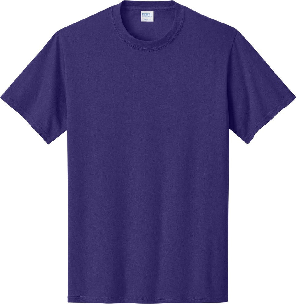 Front View of Team Purple Port & Co Core Cotton Tee. PC54