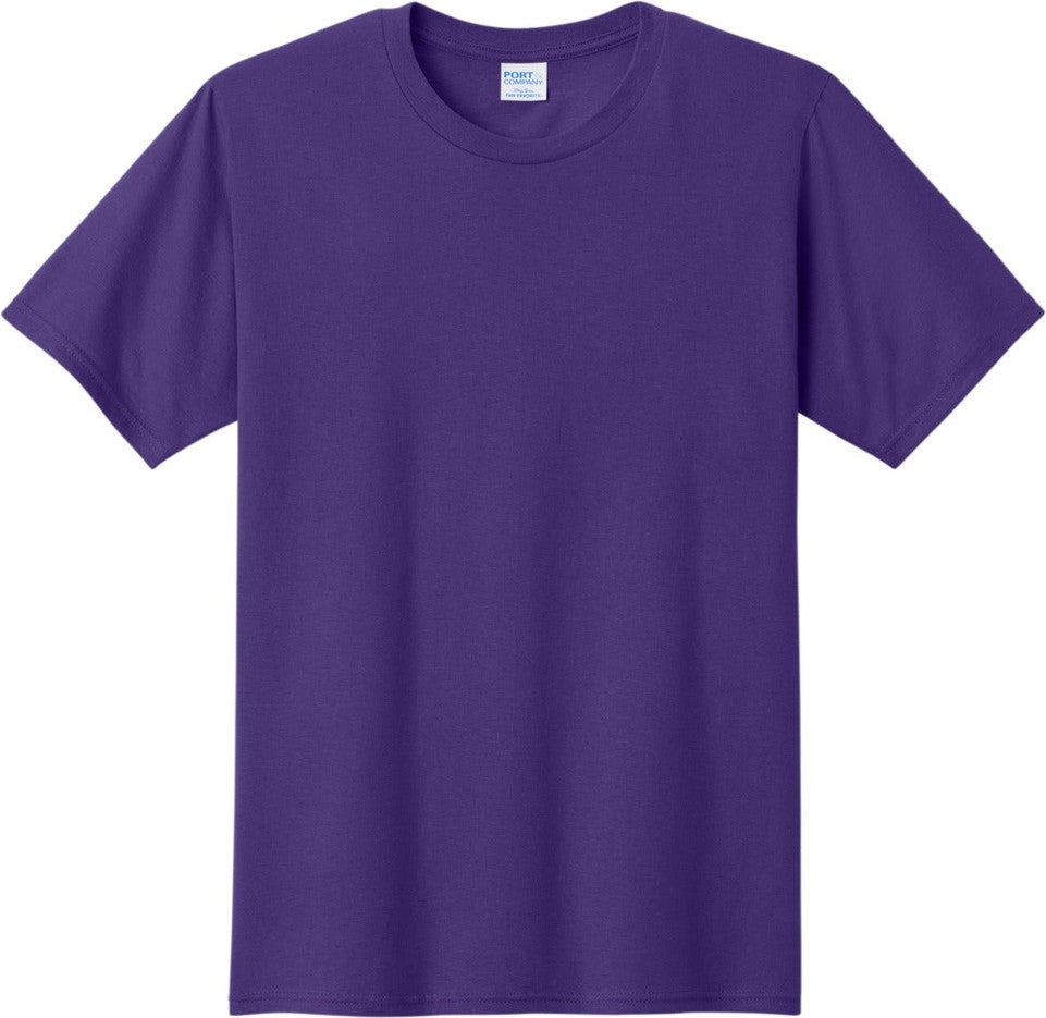 Front View of Team Purple Port & Co Fan Favorite Tee. PC450