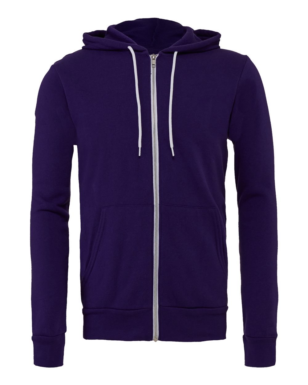 Front View of Team Purple Sponge Fleece Full-Zip Hoodie - 3739
