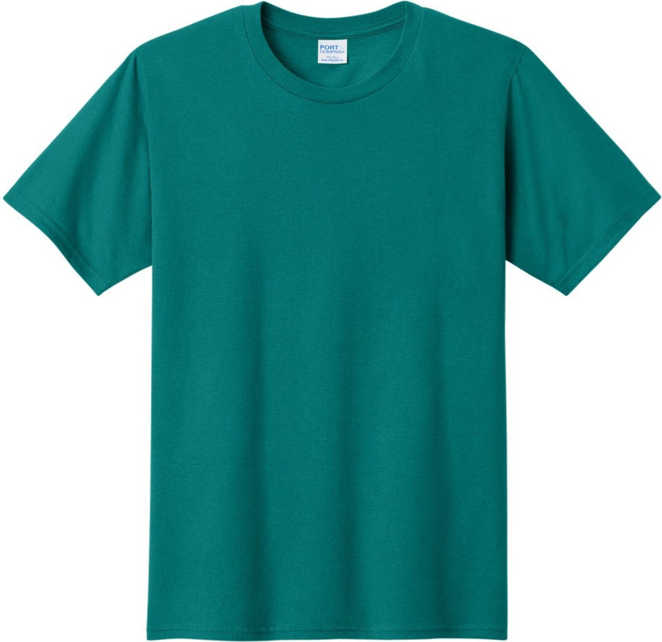 Front View of Team Teal Port & Co Fan Favorite Tee. PC450