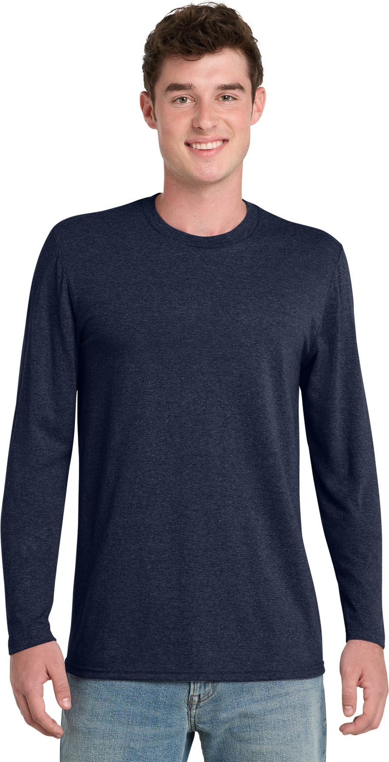 Front View of TeamNavyHt Port & Co Tri-Blend Long Sleeve Tee. PC330LS