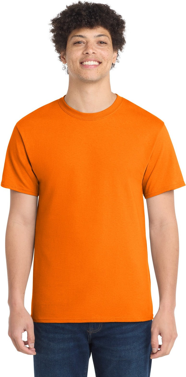 Front View of TennOrange Port & Co Core Cotton Tee. PC54