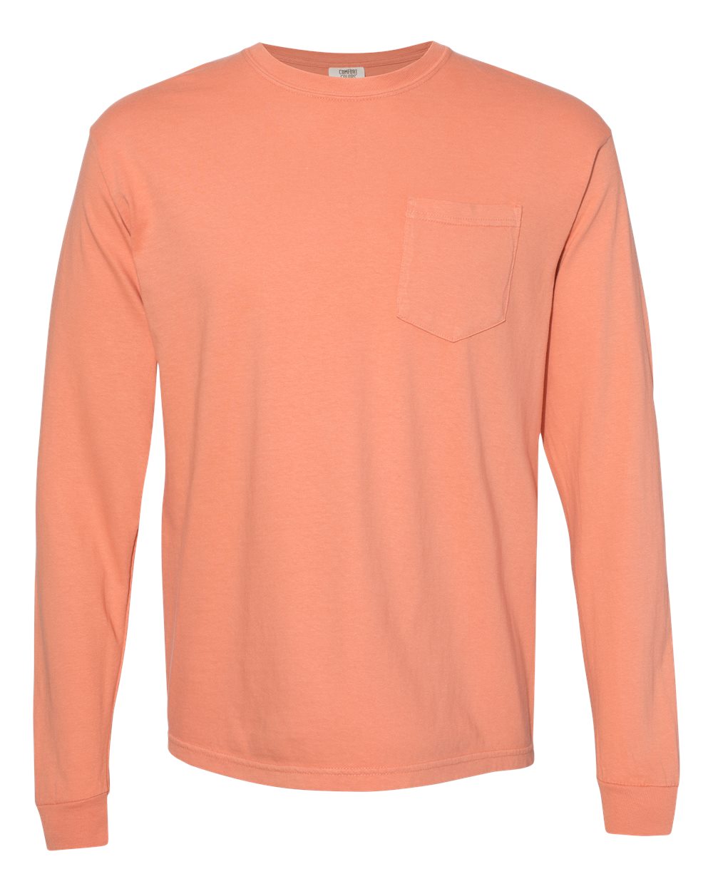 Front View of Terracotta Garment-Dyed Heavyweight Long Sleeve Pocket T-Shirt - 4410