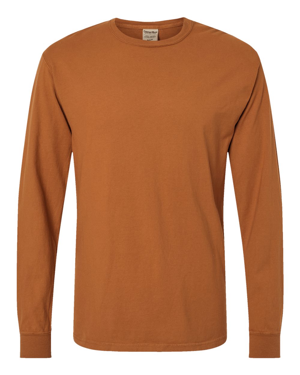 Front View of Texas Orange Garment-Dyed Long Sleeve T-Shirt - GDH200