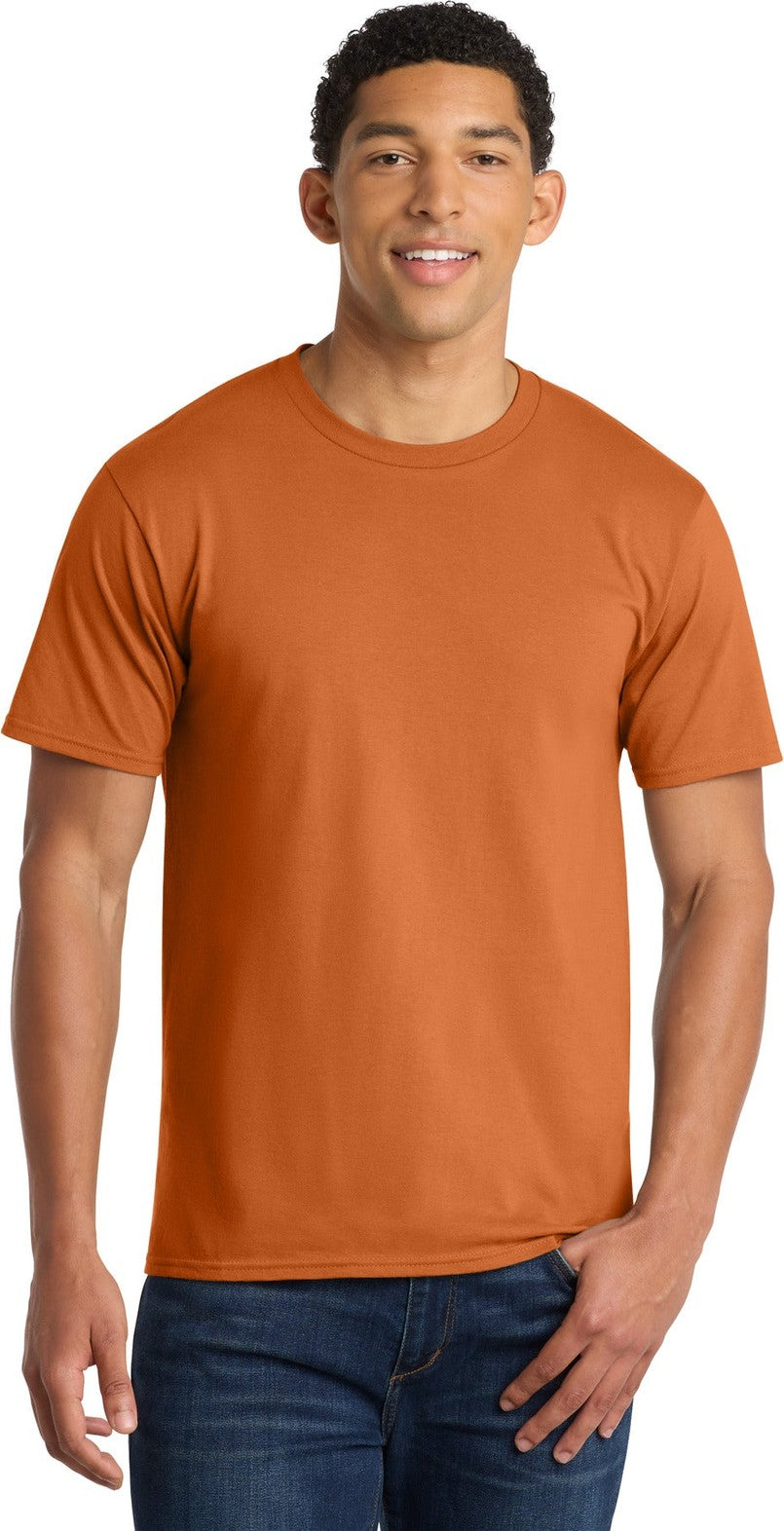 Front View of Texas Orange Port & Co Fan Favorite Tee. PC450