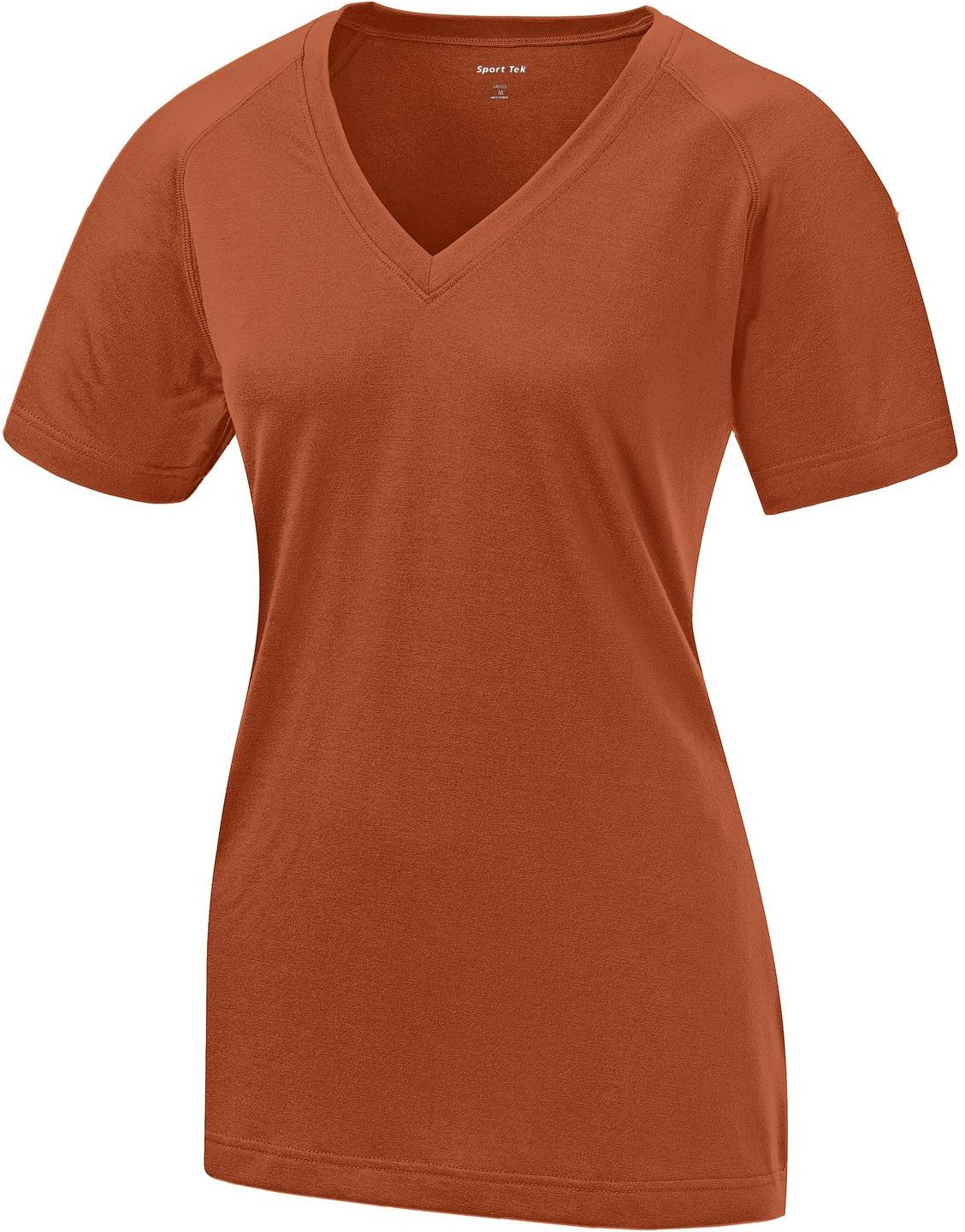 Front View of Texas Orange Sport-Tek Women's Ultimate Performance V-Neck. LST700
