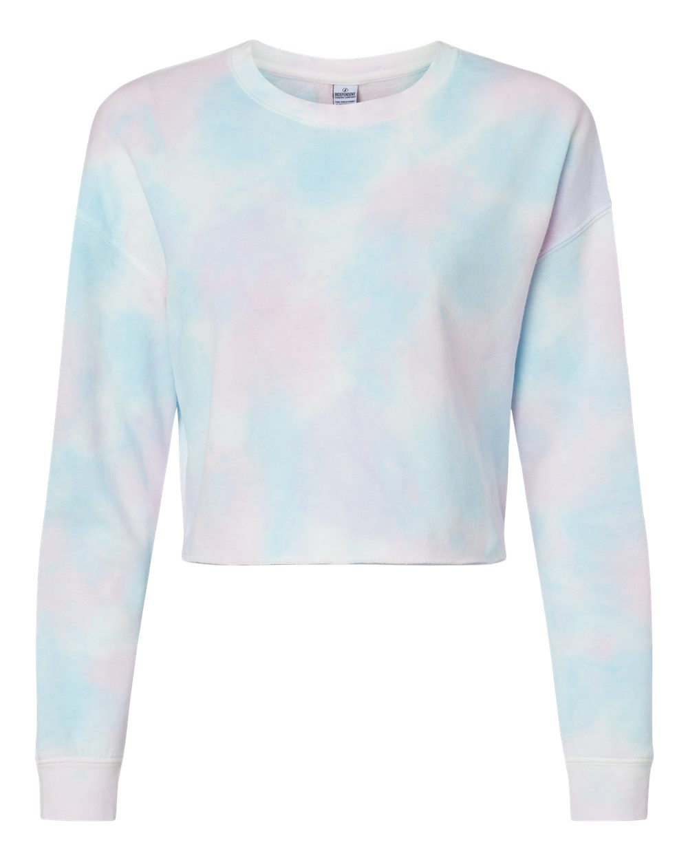 Front View of Tie Dye Cotton Candy Women's Lightweight Crop Crewneck Sweatshirt - AFX24CRP