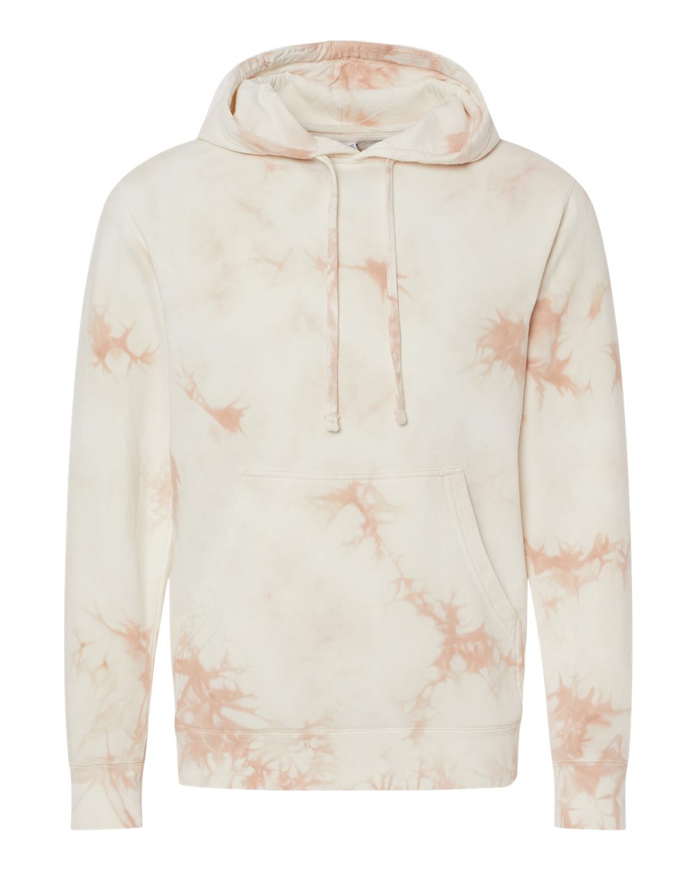 Front View of Tie Dye Dusty Pink Midweight Tie-Dyed Hooded Sweatshirt - PRM4500TD