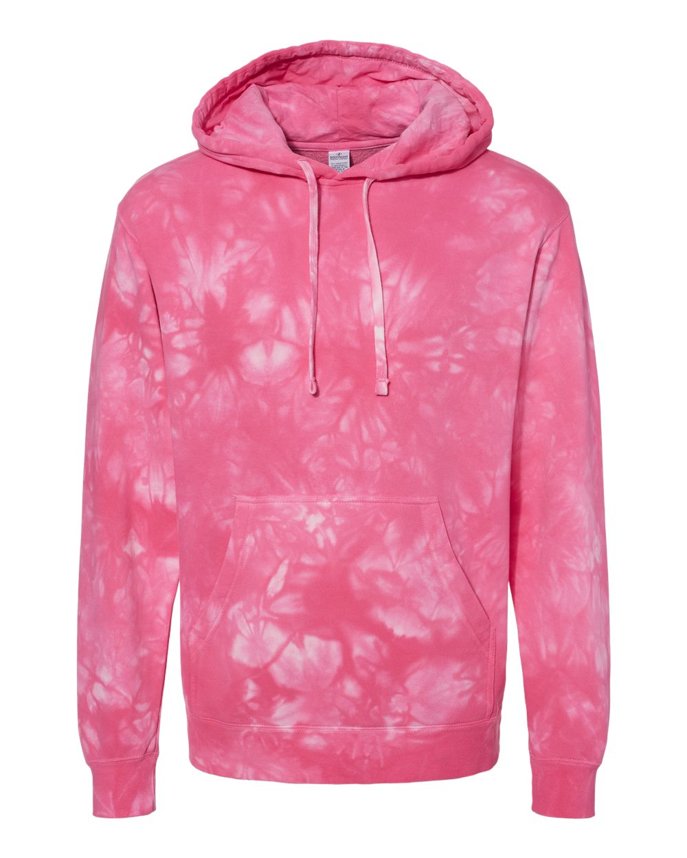 Front View of Tie Dye Pink Midweight Tie-Dyed Hooded Sweatshirt - PRM4500TD