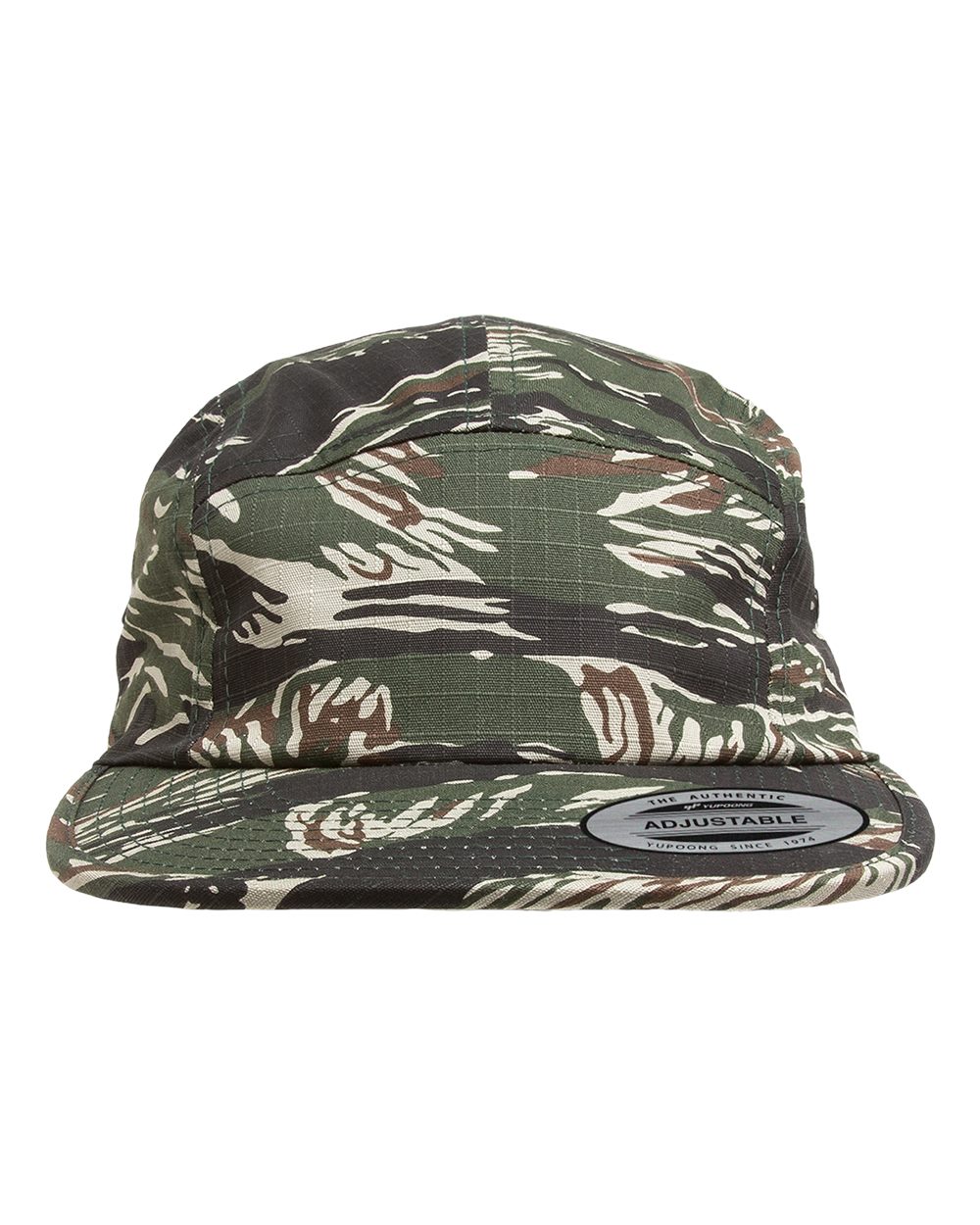 Front View of Tiger Camo Classic Jockey Flat Bill Cap - 7005