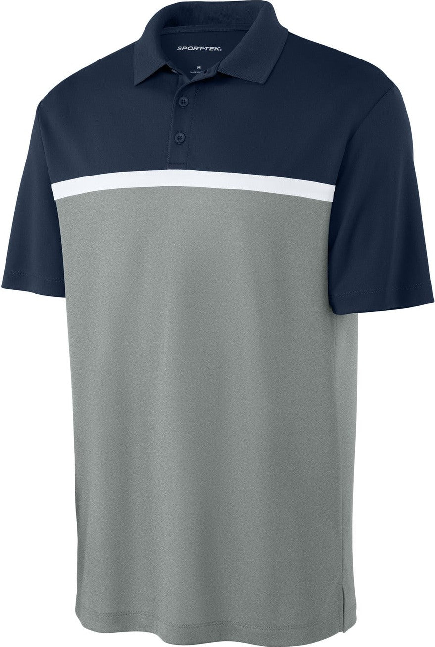 Front View of TNv/GCcH/W Sport-Tek UV Micropique Colorblock Polo ST741