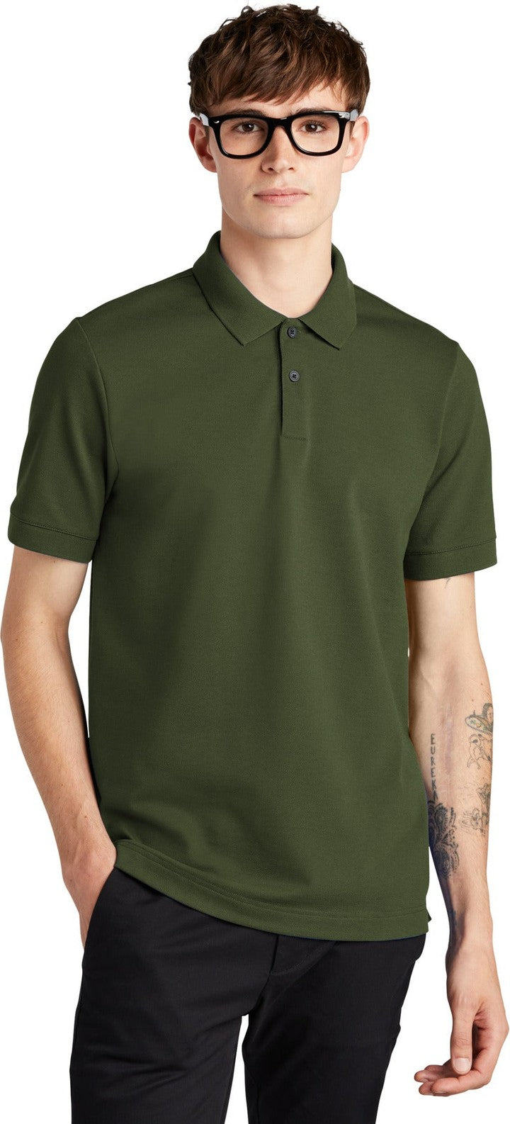Front View of TownsendGn Mercer+Mettle Stretch Heavyweight Pique Polo MM1000
