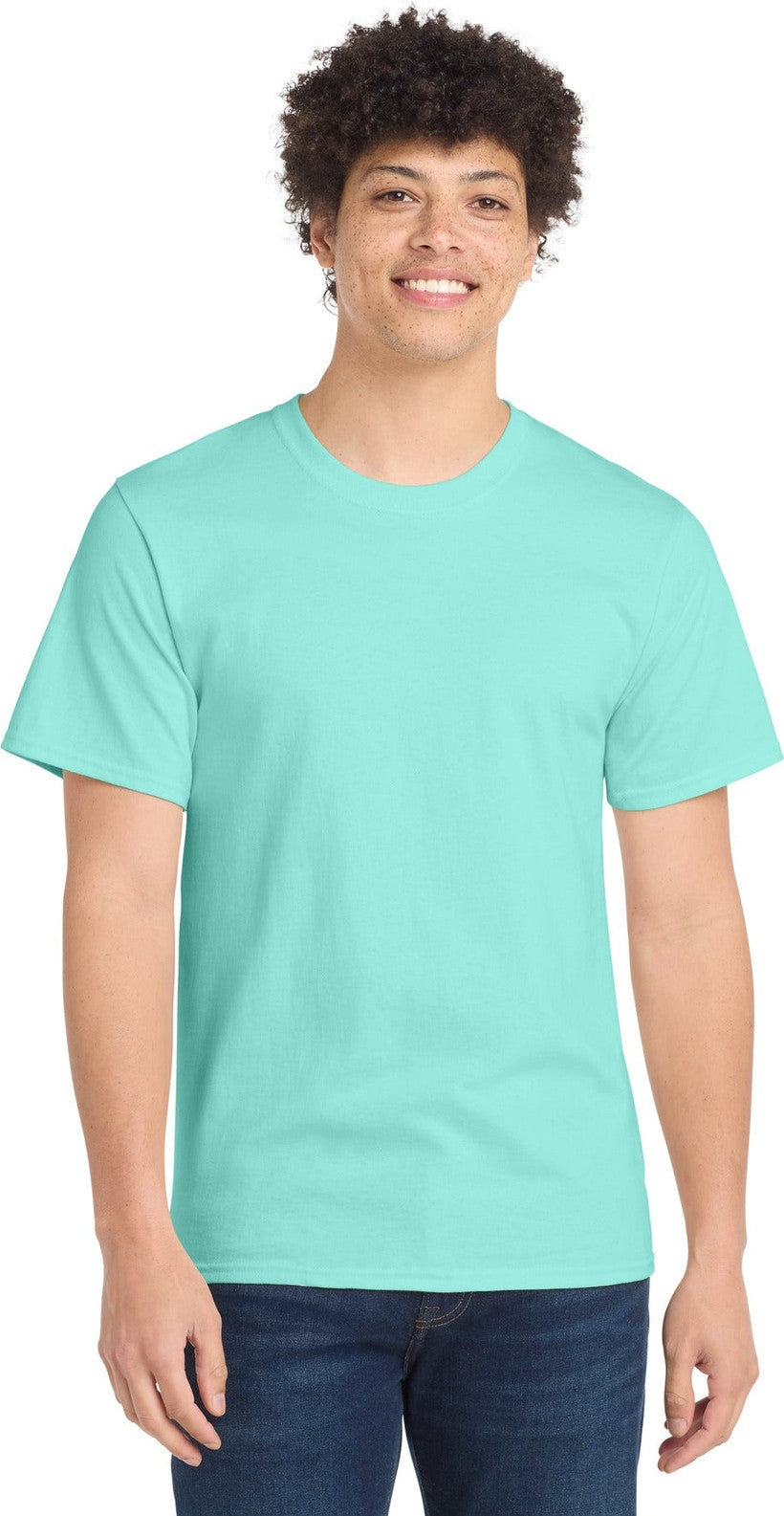 Front View of TrCeladon Port & Co Essential Tee. PC61